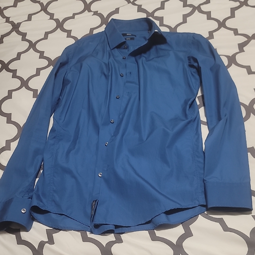Hugo Boss 15.5 Men's Blue Slim Fit Dress Shirt